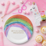 Plato De Papel Cumpleaños auténtico de acuarela de arcoíris para<br><div class="desc">Celebra el día especial de tu pequeño con estos adorables platos de papel boho-chic,  diseñados para complementar perfectamente el tema de tu fiesta. Con un dulce arcoíris de acuarela inocente que parece haber sido pintado por un niño,  estos platos aportan un toque cálido y divertido a tu mesa.</div>