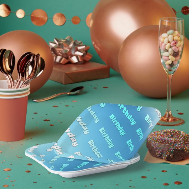 Plato De Papel Cumpleaños (azul claro) (Multi)