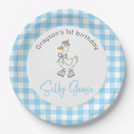 Plato De Papel Cumpleaños azul de Silly Goose