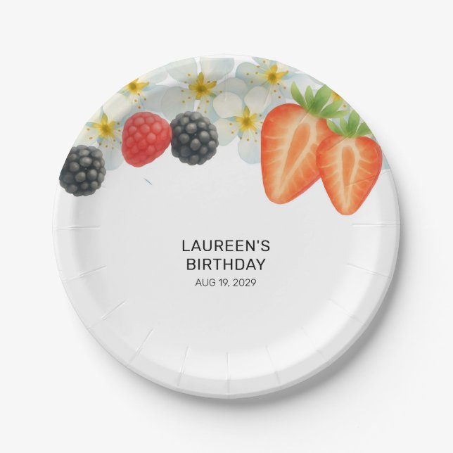 Plato De Papel Cumpleaños Berry First 1er  (Anverso)