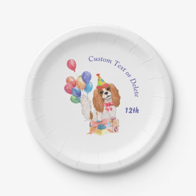 Plato De Papel Cumpleaños Blenheim Cavalier King Charles Spaniel  (Anverso)