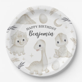 Plato De Papel Cumpleaños boho dinosaurio acuarela bebé Shower
