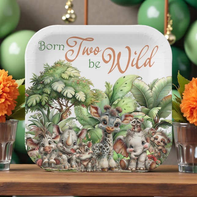 Plato De Papel Cumpleaños Born Two Be Wild Safari (Subido por el creador)
