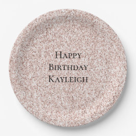 Plato De Papel Cumpleaños Brillo Rosa Rubor Femenino Glam