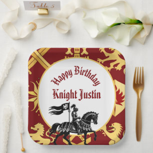 Plato De Papel Cumpleaños Caballero Medieval Renacimiento Reyes