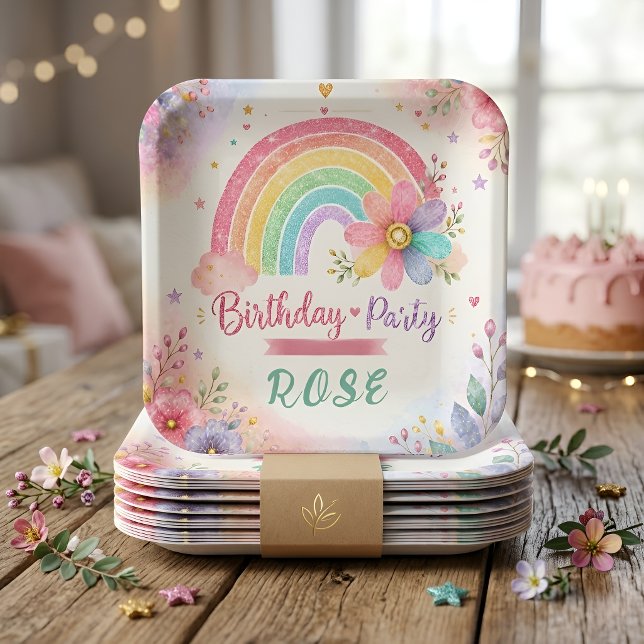 Plato De Papel Cumpleaños caprichoso de arcoíris (Subido por el creador)