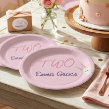 Cumpleaños caprichoso moderno de conejo rosa 2