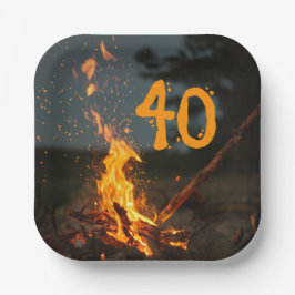 Plato De Papel Cumpleaños con chispas de hoguera