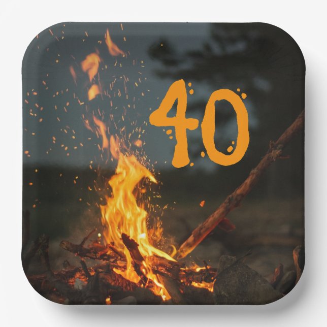 Plato De Papel Cumpleaños con chispas de hoguera (Anverso)