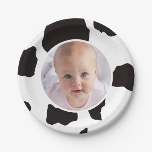 Plato De Papel Cumpleaños con Estampado de Vaca Foto