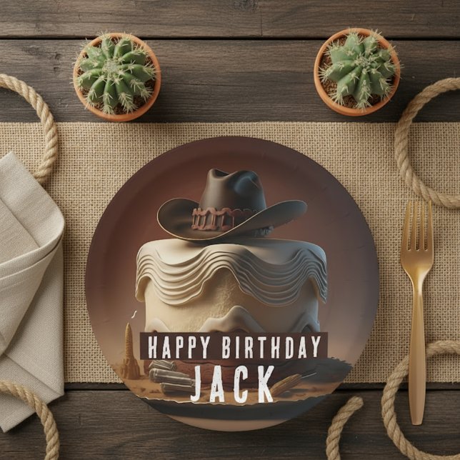 Plato De Papel Cumpleaños con la temática de Cowboy (Subido por el creador)