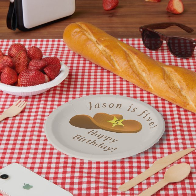 Plato De Papel Cumpleaños con la temática de Cowboy (Picnic)