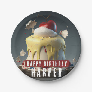 Plato De Papel Cumpleaños con la temática de nieve Blanca