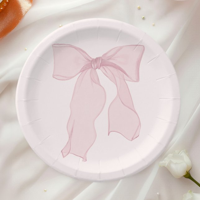 Plato De Papel Cumpleaños con lazo rosa elegante (Subido por el creador)