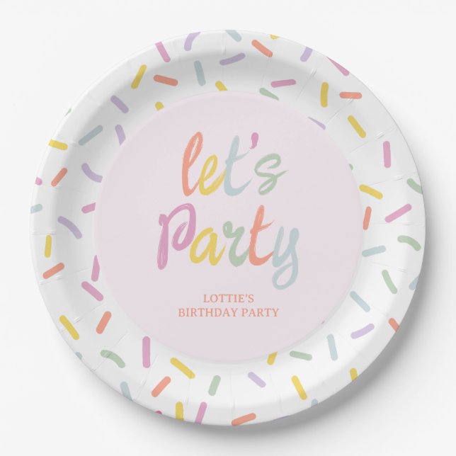 Plato De Papel Cumpleaños con Purpurina de Pastel  (Anverso)