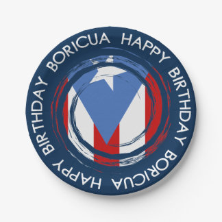 Plato De Papel Cumpleaños con tema de la bandera de Puerto Rico B