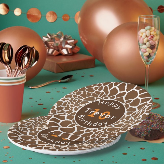 Plato De Papel Cumpleaños con temática de safari de jirafa (Multi)