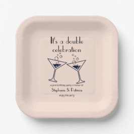 Plato De Papel Cumpleaños conjunto de la celebración doble rosada