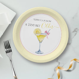 Plato De Papel Cumpleaños Coquette Cóctel de Limón Un Poco Más Vi