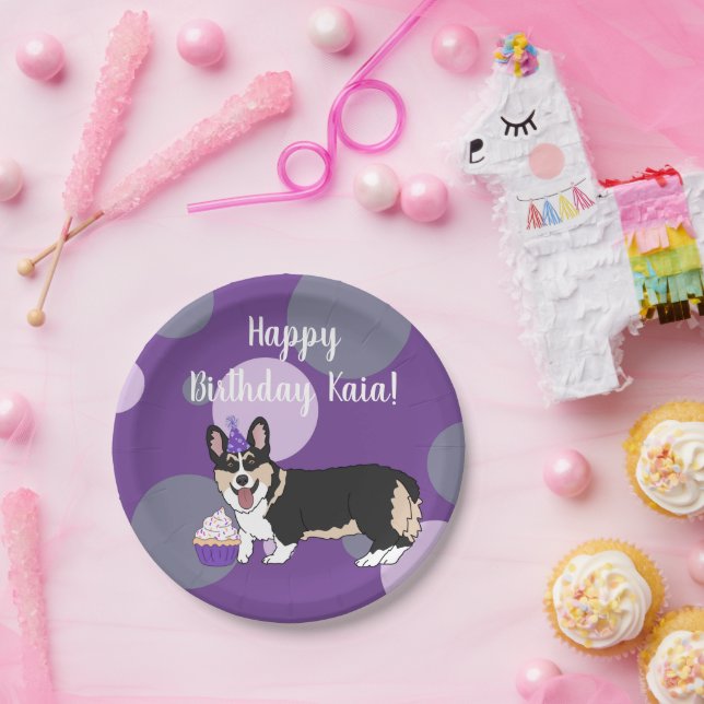 Plato De Papel Cumpleaños Corgi   (Fiesta)