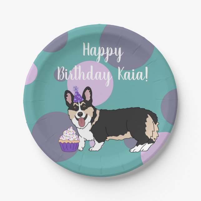 Plato De Papel Cumpleaños Corgi  (Anverso)