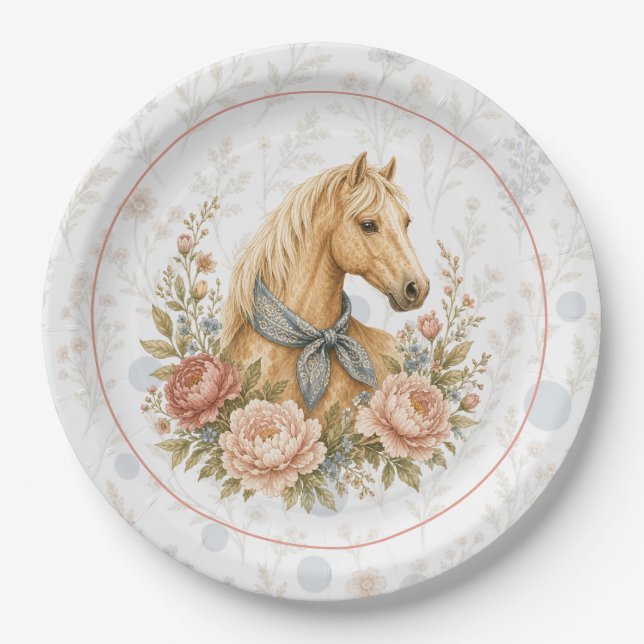 Plato De Papel Cumpleaños Cowgirl Blue (Anverso)