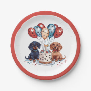 Plato De Papel Cumpleaños Dachshund Dogs