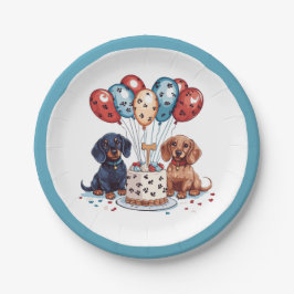 Plato De Papel Cumpleaños Dachshund Dogs
