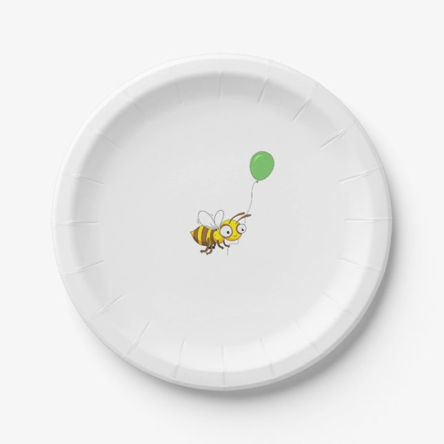 Plato De Papel Cumpleaños de abeja Bumble personalizado (Anverso)