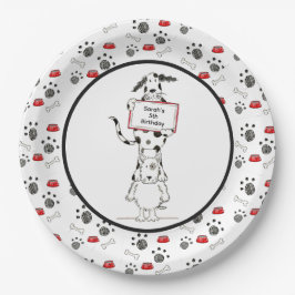 Plato De Papel Cumpleaños de acróbatas de perro lindos personaliz