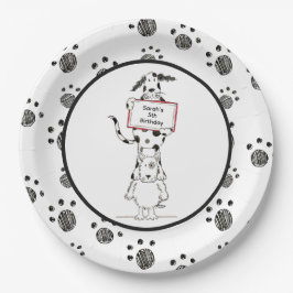 Plato De Papel Cumpleaños de acróbatas de perro lindos personaliz