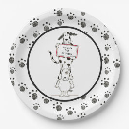 Plato De Papel Cumpleaños de acróbatas de perro lindos personaliz