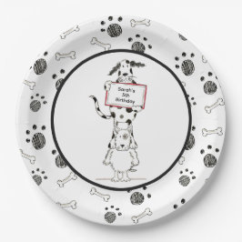 Plato De Papel Cumpleaños de acróbatas de perro personalizados li