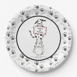 Plato De Papel Cumpleaños de acróbatas de perro personalizados li