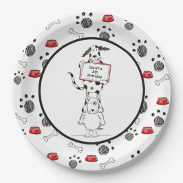 Plato De Papel Cumpleaños de acróbatas de perro personalizados li