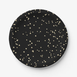 Plato De Papel Cumpleaños de Adulto Brillo Negro Oro