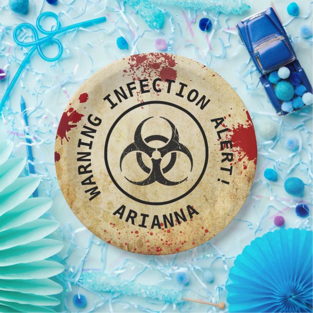 Plato De Papel Cumpleaños de Apocalipsis Zombi | Biohazard de Hal (Fiesta)