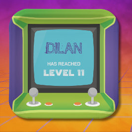 Plato De Papel cumpleaños de arcade, invitación de cumpleaños de