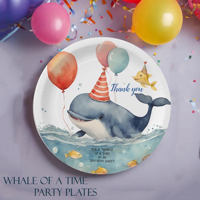 Plato De Papel Cumpleaños de Ballenas de Tiempo Gracias (Subido por el creador)