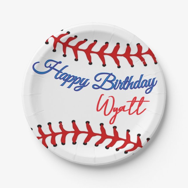Plato De Papel Cumpleaños de béisbol  (Anverso)