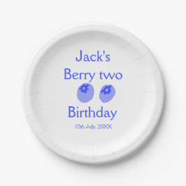 Plato De Papel Cumpleaños de Berry dos azul agregar nombre fecha 