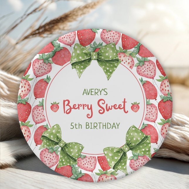 Plato De Papel Cumpleaños de Berry Sweet 5 Fresa  (Subido por el creador)