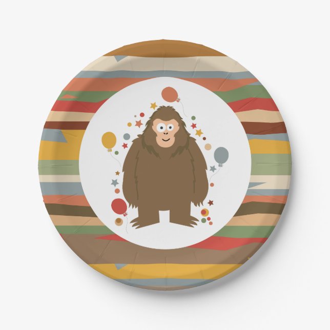 Plato De Papel Cumpleaños de Bigfoot para niños  (Anverso)