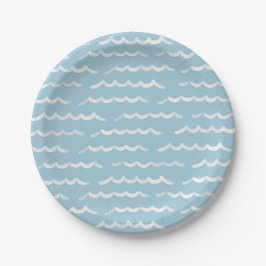 Plato De Papel Cumpleaños de Blue Beach Waves Surf