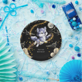 Plato De Papel Cumpleaños de Boho Howling Wolf
