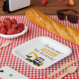 Plato De Papel Cumpleaños de Camión de Construcción | Decoración 