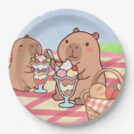 Plato De Papel Cumpleaños de Capybara Picnic 