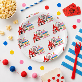 Plato De Papel Cumpleaños de Carnaval y Circo Dibujado a Mano Ado