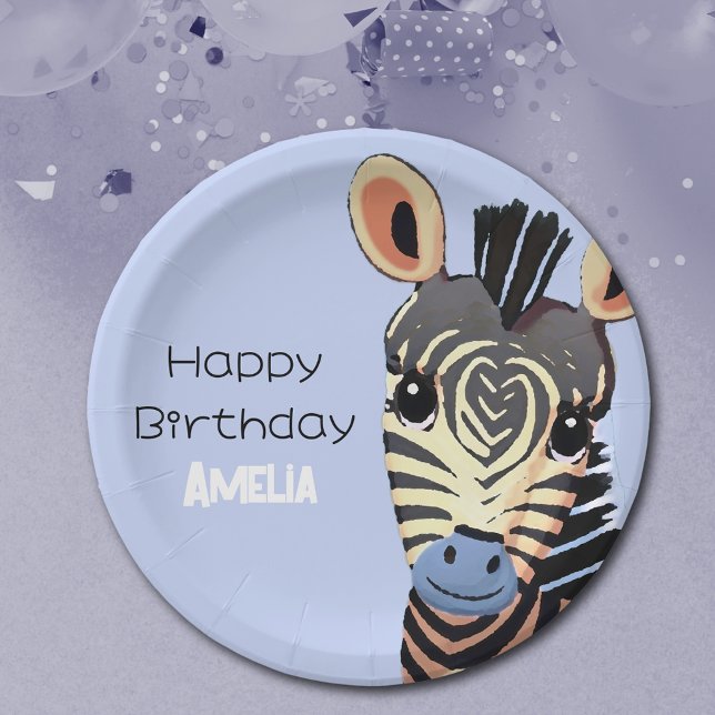 Plato De Papel Cumpleaños de Cebra Bebé Personalizado (Subido por el creador)