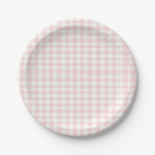 Plato De Papel Cumpleaños de Cherry Sweet Pink Gingham